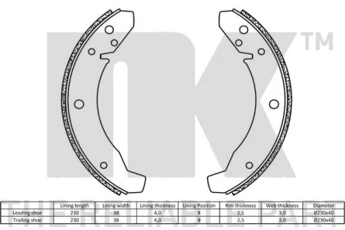 NK Brake Shoe Set (2747104)