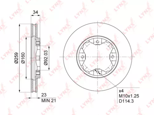 LYNXAUTO Brake disc, front (259,5x23) (BN-1036)