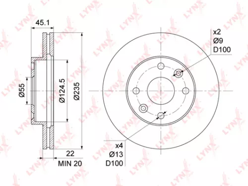LYNXAUTO Brake disc, front (235x22) (BN-1061)