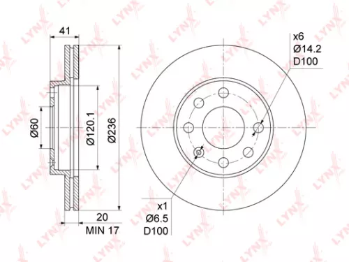 LYNXAUTO Brake disc, front (236x20) (BN-1120)