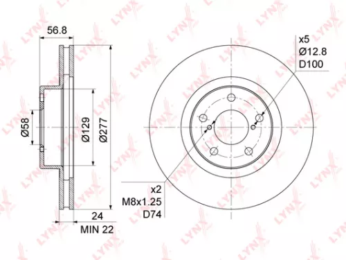 LYNXAUTO Brake disc, front (277x24) (BN-1127)