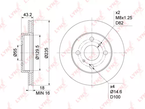 LYNXAUTO Brake disc, front (235x18) (BN-1153)