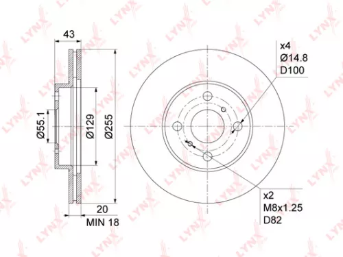 LYNXAUTO Brake disc, front (255x20) (BN-1156)