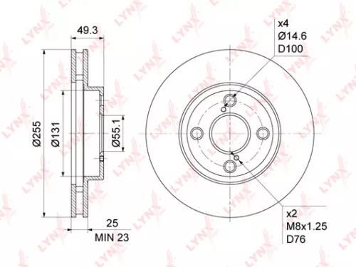 LYNXAUTO Brake disc, front (255x25) (BN-1161)