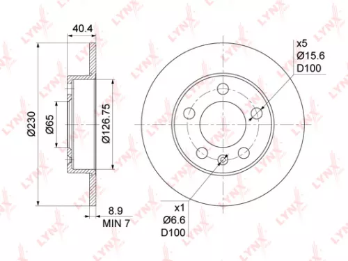 LYNXAUTO Brake disc, rear (232x9) (BN-1194)
