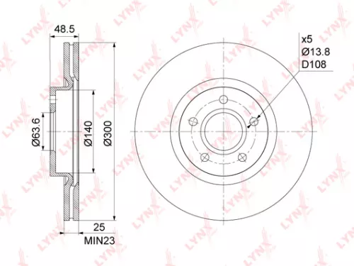 LYNXAUTO Brake disc, front (300x25) (BN-1218)