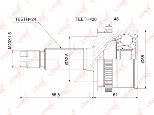 LYNXAUTO CV-Joint, outer (CO-3798A)