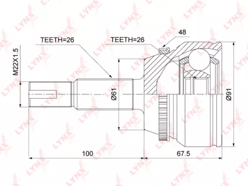 LYNXAUTO CV-Joint, outer (CO-3906A)