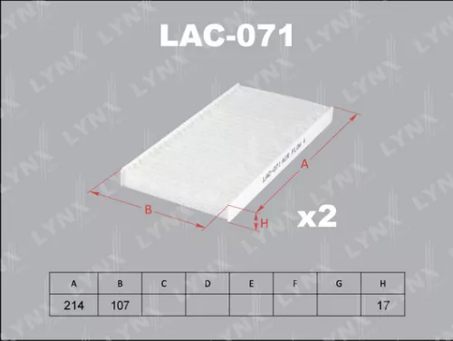 LYNXAUTO Cabin filter (x2) (LAC-071)