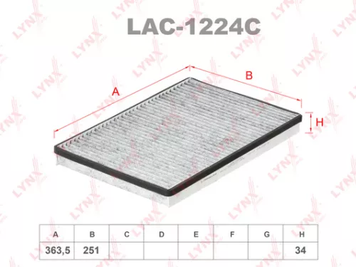 LYNXAUTO Cabin filter, carbon (LAC-1224C)