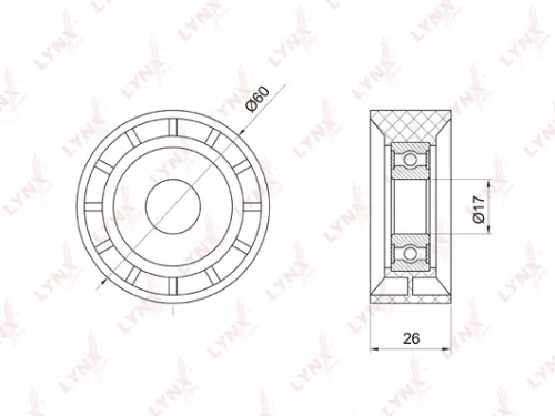 Deflection/Guide pulley, poly v-belt