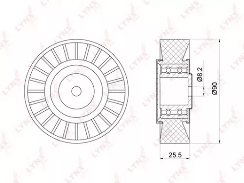 Deflection/Guide pulley, poly v-belt